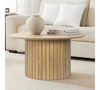 Ohs Madison Ribbed Round Coffee Table Engineered Wood Living Room