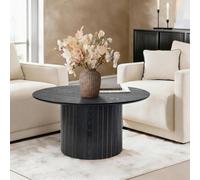 OHS Madison Ribbed Round Coffee Table Engineered Wood Living Room in Black OHS Black