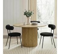 Ohs Madison Ribbed Round Dining Table Wood Effect