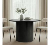 Ohs Madison Ribbed Round Dining Table Wood Effect