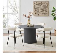 Ohs Madison Ribbed Round Dining Table Wood Effect - Dark Charcoal