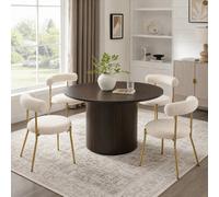 Ohs Madison Ribbed Round Dining Table Wood Effect - Dark Wood