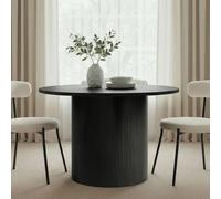 OHS Madison Ribbed Round Dining Table Wood Effect in Black OHS Black
