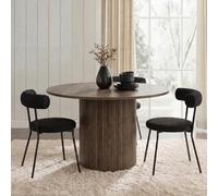 Ohs Madison Ribbed Round Dining Table Wood Effect - Medium Wood