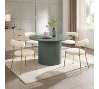 Ohs Madison Ribbed Round Dining Table Wood Effect - Woodland Green