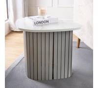 Ohs Madison Ribbed Side Table Corner Bedroom Living Room - Grey/marble