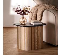 Ohs Madison Ribbed Side Table Corner Bedroom Living Room - Wood/black