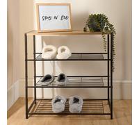OHS Manhattan 4 Tier Metal Frame Freestanding Shelf Storage Shoe Organiser in Natural OHS Natural