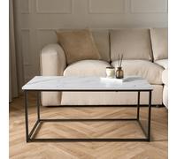 Ohs Manhattan Marble Effect Coffee Table Living Room Modern Office Metal Frame Home Decor