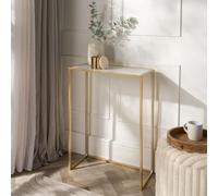 OHS Manhattan Marble Effect Console Table with Gold Metal Frame in White OHS White