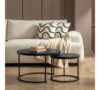 Ohs Manhattan Nest Of 2 Round Tables Modern End Side Coffee Table - Black