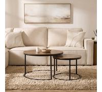 Ohs Manhattan Nest Of 2 Round Tables Modern End Side Coffee Table - Dark Wood