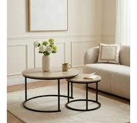 Ohs Manhattan Nest Of 2 Round Tables Modern End Side Coffee Table - Light Wood