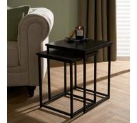 Ohs Manhattan Set Of 2 Square Nest Of Tables Modern End Side Coffee Table - Black