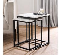 OHS Manhattan Set of 2 Square Nest of Tables Modern End Side Coffee Table in White OHS White