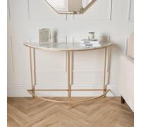 OHS Marble Console Table Bed Side Semi Circle Bedroom Office Wall Coffee Living Room in White OHS White