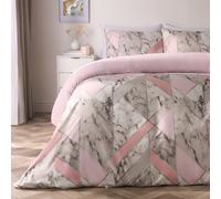 Ohs Marble Duvet Cover Pillowcase Bedding Reversible Quilt Set, Blush - King