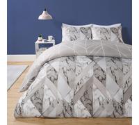 OHS Marble Duvet Cover Pillowcases Bedding Reversible Quilt Set Geo Soft in Light Grey | Size: King OHS Light Grey King