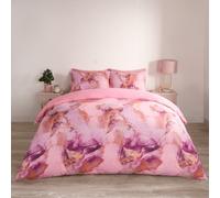 OHS Marble Duvet Cover Set Quilt Bedding Reversible, Blush/white - Double