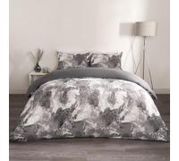 OHS Marble Duvet Cover Set Quilt Bedding Reversible, Grey/white - King