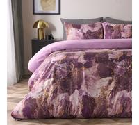 Ohs Marble Duvet Cover Set Quilt Bedding Reversible, Purple - King