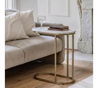 Ohs Marble Effect Oval C-Shaped Coffee Table Sofa Desk - White/gold
