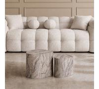Ohs Marble Effect Set Of 2 Irregular Tables Side Coffee Table - Grey