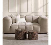 Ohs Marble Effect Set Of 2 Round Tables Side Coffee Table - Chocolate