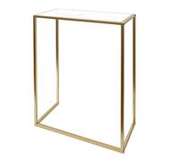 Ohs Marble Effect Top Slim Console Table With Gold Sturdy Metal Frame, White
