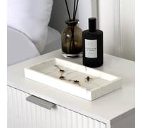 OHS Marble Effect Tray Resin Decorative Vanity Organiser Plate in White OHS White