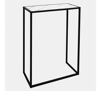 OHS Marble End Table Living Room Console Bedroom Side Nightstand Metal in White OHS White