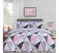 Ohs Marble Geo Duvet Cover With Pillowcase Bedding Set, Grey - Single