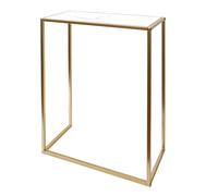OHS Marble Look Top Slim Console Table with Gold Sturdy Metal Frame, White OHS White