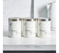 Ohs Marble Tea Coffee Sugar Canisters Set Of 3 Kitchen Storage Jars