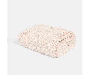 OHS Marl Fluffy Fleece Blanket for Bed, Super Soft Cosy Warm Sofa Throw Blanket Lightweight Decorative Single Bed Throws Gifts for Women & Girls, Blush - 125 x 150cm