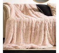 OHS Marl Fluffy Fleece Throw Super Soft Decorative Blanket in Baby Pink | Size: 200 cm x 240 cm OHS Baby Pink 200 cm x 240 cm