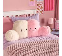 OHS Marshmallow Cuddle Cushion, Comfy Reading Pillows Super Soft Cosy Flannel Fleece Support Pillow with Arms Gaming Cushion for Girls Snuggle Hug Pillow Relaxing at Home, Pink/White