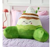 OHS Matcha Character Cuddle Cushion, Comfy Reading Pillows Super Soft Teddy Fleece Back Support Pillow with Arms Bed Cushions Snuggle Hug Pillow Relaxing At Home, Green