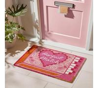 OHS Matchstick Door Mat Outdoor Indoor Welcome Mat, Pink - 40 x 60cm | Stylish Coir Door Mats Non-Slippery Heavy Duty Washable Door Mat Dirt Trapping Doormat Front Doors Entrance Rug