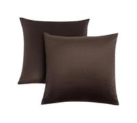 OHS Matte Velvet Cushion Covers Set of 2, Super Soft Cushion Covers 45 x 45 Decorative Square Throw Pillow Cover with Invisible Zipper Home Decor Sofa Bedroom Living Room, Chocolate Brown