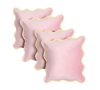 OHS Matte Velvet Cushion Covers Set of 4 Scallop Edge, Gifts for Women Super Soft Decorative Throw Pillow Cover with Invisible Zipper Cushion Covers 45 x 45 for Bedroom Living Room, Pink/Yellow