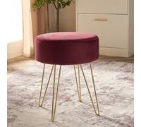 OHS Matte Velvet Dressing Table Stool Hairpin Vanity Seat Makeup Chair in Dark Red OHS Dark Red