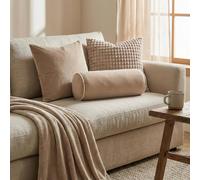 OHS Matte Velvet Filled Bolster Cushion Scatter Throw Pillow in Natural OHS Natural
