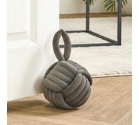 Ohs Matte Velvet Rope Weighted Decorative Door Stop With Handle - Grey