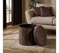 OHS Matte Velvet Round Ottoman Stool Storage Seat Footstool Tub in Chocolate OHS Chocolate