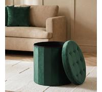OHS Matte Velvet Round Ottoman Stool Storage Seat Footstool Tub in Green OHS Green