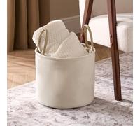 OHS Matte Velvet Storage Basket, Space Saving Basket Storage with Handles for Living Room Bedroom Soft Decorative Laundry Baskets for Clothes Toys Blankets, Natural