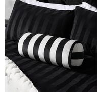OHS Matte Velvet Stripe Bolster Pillow Soft Cylindrical Cushion in White OHS White