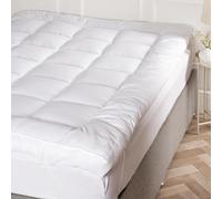OHS Mattress Topper Double Bed, Hotel Quality Box Stitched Microfibre Mattress Topper 10cm Deep Super Soft Heavy Fill Orthopaedic Anti Allergy Quilted Bed Toppers, White - 135 x 190cm