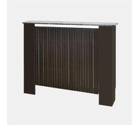 OHS Medium Radiator Cover Ribbed, Modern Slatted Front MDF Cabinet Decorative Heater Cover with Top Shelf Radiator Covers for Living Room Bedroom Hallway, Marble Dark Wood - 102 x 82 x 19cm